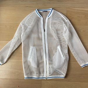 Mesh White Bomber Jacket